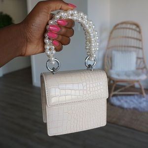 Mini Structured Purse with Pearl Strap
